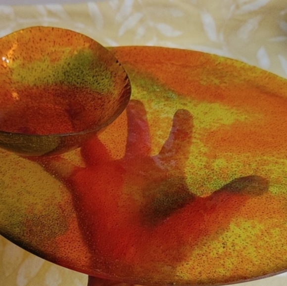 60s Autumn Colors Chip & Dip Resin Duo Bowl & Plate - Picture 3 of 10